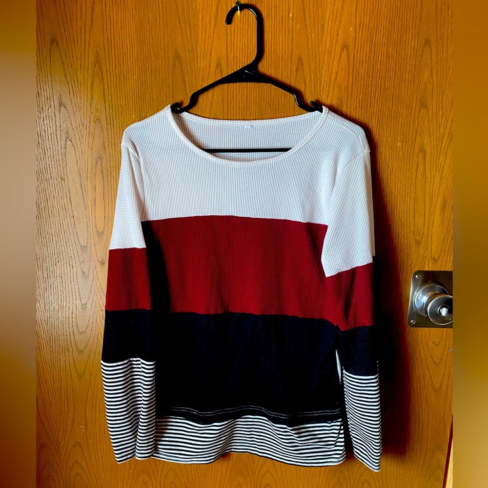 Red white and black top